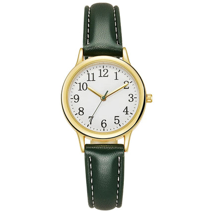 Orologio al quarzo da donna alla moda per il tempo libero, numeri arabi facili da leggere, quadrante semplice, cinturino in pelle PU, colore caramella platinumshop