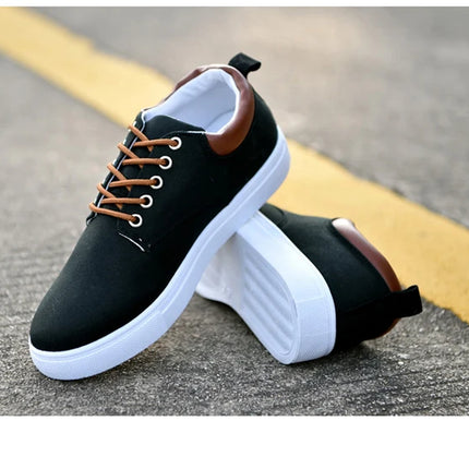 Fashion Canvas Men's Sneakers Black Lace Up Sping Shoes 2024 Classic Casual Vulcanized Shoes Size 46 47 Mens Spring Sport Shoes