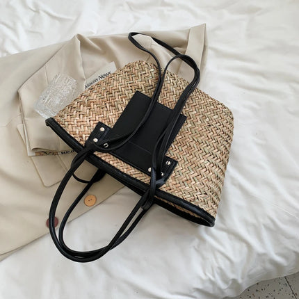 Borse estive in paglia da donna di alta qualità Borse a tracolla da donna alla moda Borsa da spiaggia tote femminile di grande capacità di design