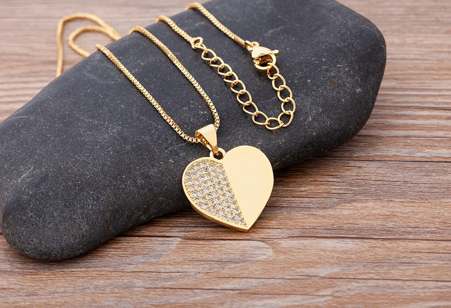 Nidin moda di lusso con zirconi cubici ciondolo a forma di cuore da donna placcato in oro collana a catena di alta qualità regalo per feste di gioielli scintillanti