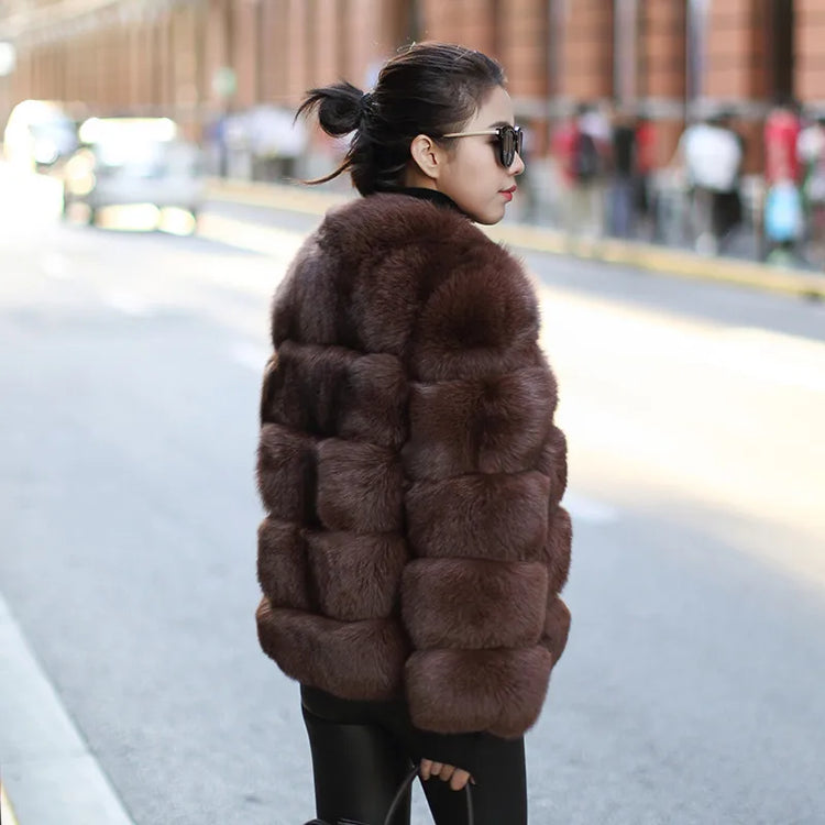 ZADORIN Fashion Thick Warm Winter Coat Woman Luxury Faux Fox Fur Coat Jackets Woman Stand Fur Collar Fake Fur Jacket Outerwears