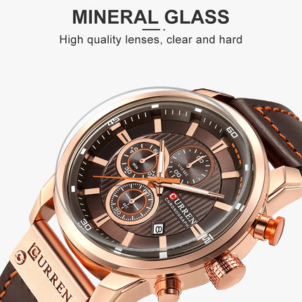 CURREN orologio da uomo in pelle orologi sportivi da uomo esercito militare orologio da polso al quarzo cronografo orologio maschile Relogio Masculino platinumshop