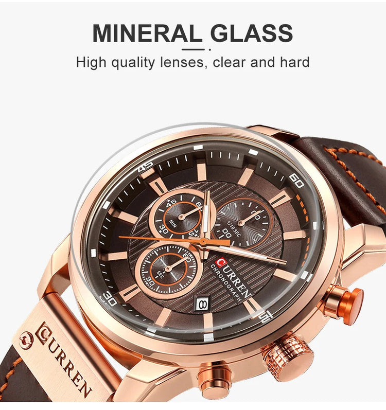 CURREN orologio da uomo in pelle orologi sportivi da uomo esercito militare orologio da polso al quarzo cronografo orologio maschile Relogio Masculino platinumshop