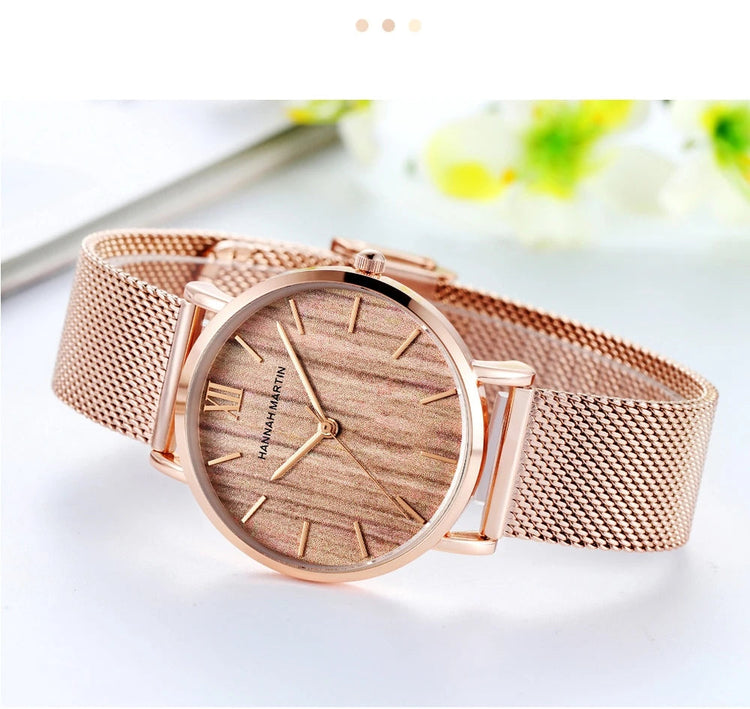 HANNAH MARTIN Movimento al quarzo giapponese in acciaio inossidabile di qualità del marchio Orologio Dropshipping da donna impermeabile da 36 mm in oro rosa completo platinumshop