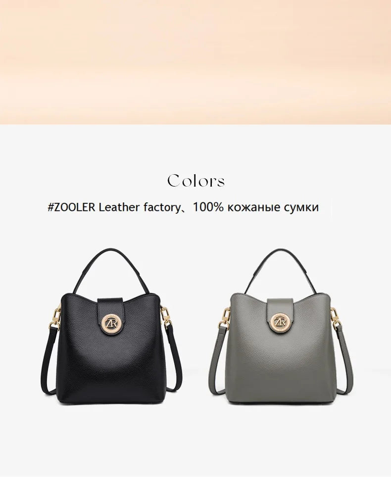 ZOOLER Full Genuine Leather Shoulder Bags Tote Bags Luxury Women Trendy Handbag Totally Skin Fashion Top Handle Purses #WG385