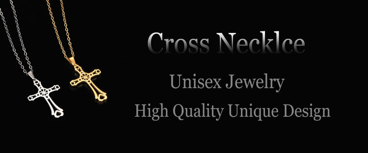 Cazador Collana con ciondolo croce religiosa alla moda di Gesù Collane a catena in acciaio inossidabile color oro per regalo di gioielli cavi unisex PlatiNum