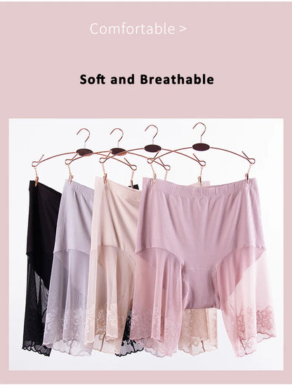 Plus Size Safety Short Pants Women Summer Seamless Under Skirt Pants Anti Chafing Boxers Female Sexy Lace Boyshorts Women