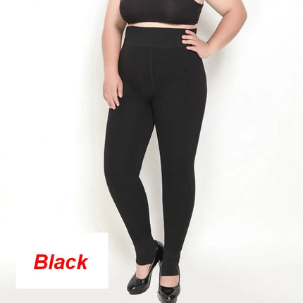 Plus Size 2XL 3XL 5XL Thick Leggings for Winter Super Stretchy Good Elastic 700g Very Warm  Fleece Leggin ouc688 PlatiNum
