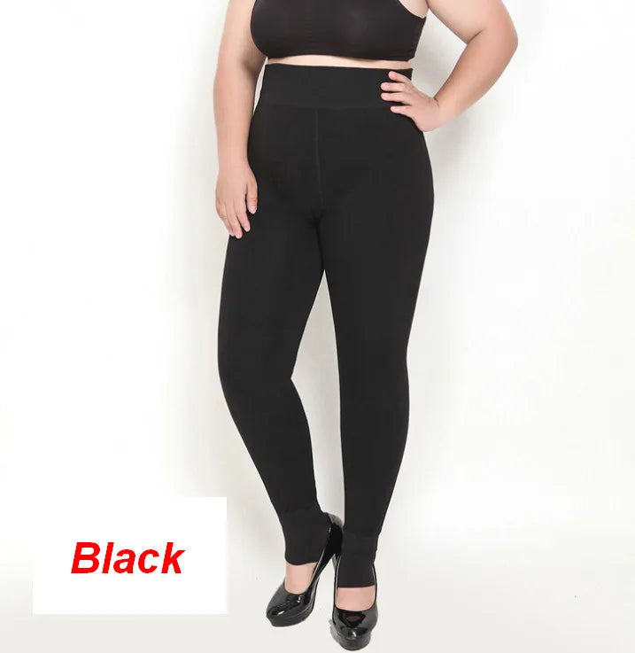 Plus Size 2XL 3XL 5XL Thick Leggings for Winter Super Stretchy Good Elastic 700g Very Warm  Fleece Leggin ouc688 PlatiNum