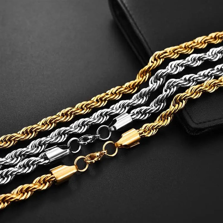 Jiayiqi 2mm-7mm Rope Chain Necklace Stainless Steel Never Fade Waterproof Choker Men Women Jewelry Silver Color Chains Gift PlatiNum