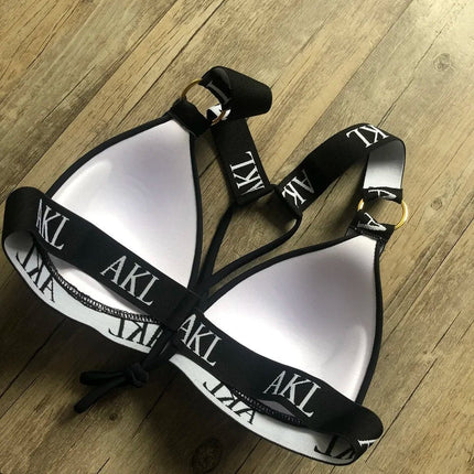 Costumi da bagno da donna Costume da bagno Push Up Bikini 2023 Mujer Lace Up Bikini Costume da bagno donna Stampa di lettere Mini Perizoma Bikini Set platinumshop