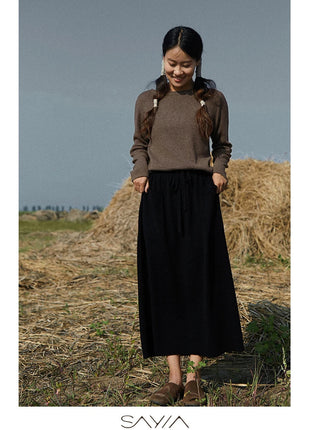 25 New arrivals women's 100% wool skirts, women's autumn and winter long loose and comfortable knit bottoming cashmere skirts, PlatiNum