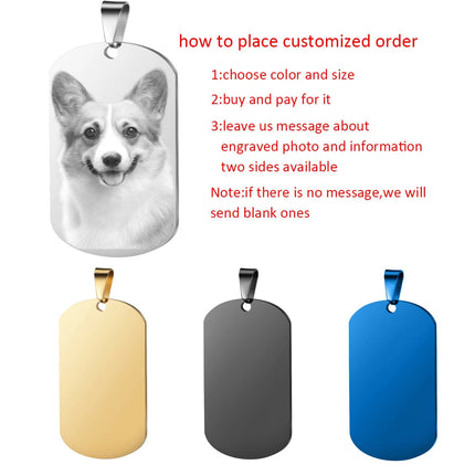 Custom Pictures Photo Necklace for Women Stainless Steel Engrave Family Name Plate Neck Pendant Dog ID name Tag Gifts Punk Rock PlatiNum