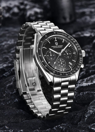 PAGANI DESIGN 2026 Nuova Serie Planetaria Saturno Orologio al Quarzo di Lusso Color Sabbia Chiaro da Uomo, Cronografo Sportivo Veloce con Vetro Zaffiro AR, Spedizione Locale nell'UE
