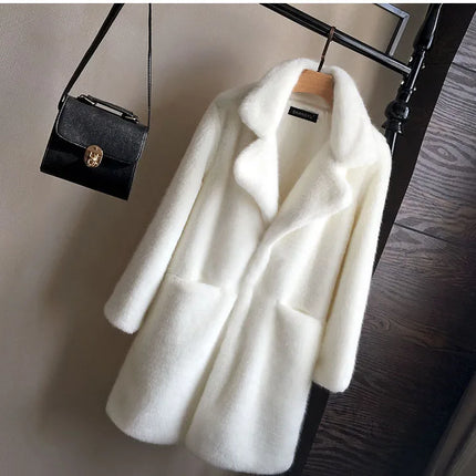 Lmitation Mink Plush Fur Coat Female 2021 Winter Thick High End Rex Rabbit Hair Fur Coats Plus Size Warm Women Faux Fur Coats