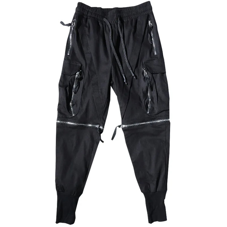 Detachable Black Cargo Pants Men Harajuku Hip Hop Streetwear Multi-Pocket Joggers Trousers Man Elastic Waist Techwear