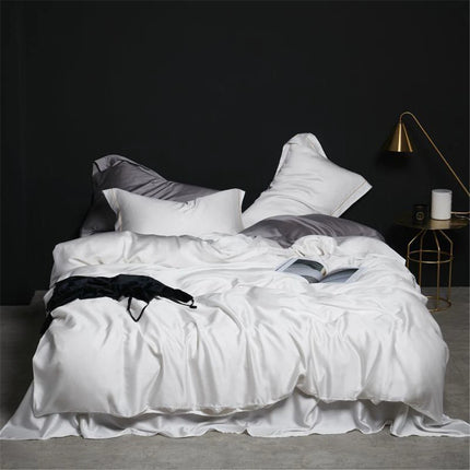 Liv-Esthete Set biancheria da letto in seta 100% verde scuro Set biancheria da letto in pura seta sana di lusso Queen King Copripiumino Lenzuolo piatto Federa Set biancheria da letto