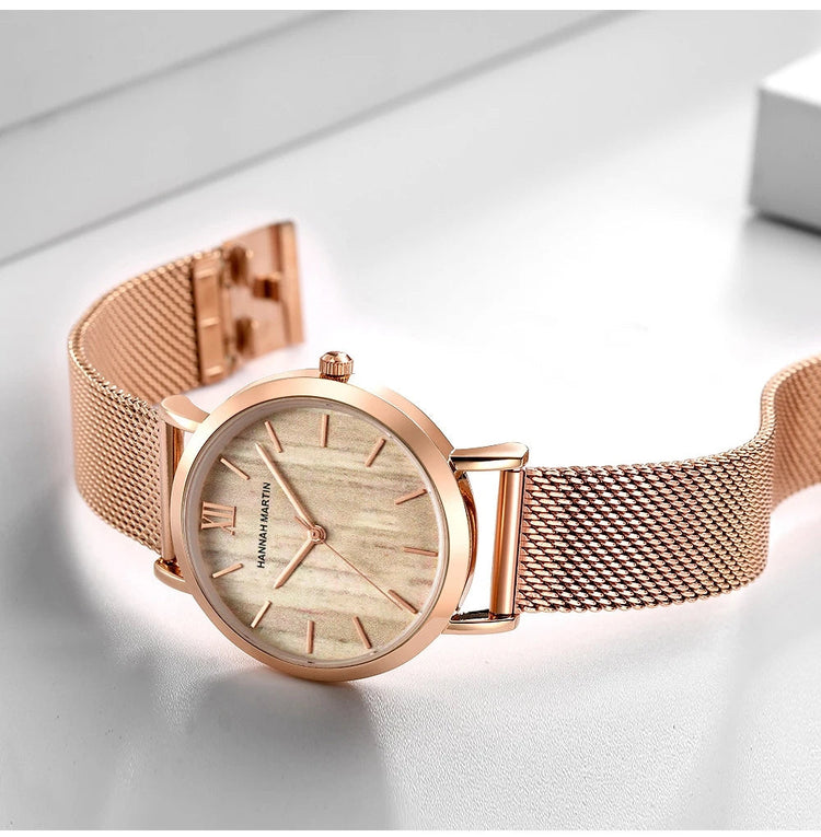 HANNAH MARTIN Movimento al quarzo giapponese in acciaio inossidabile di qualità del marchio Orologio Dropshipping da donna impermeabile da 36 mm in oro rosa completo platinumshop