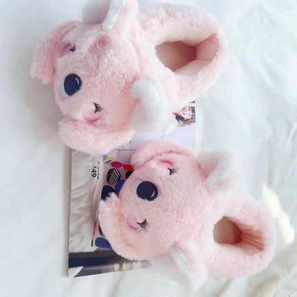 Cute Pink Gray Koala Cartoon Animal Plush Slippers Female Winter Warm Koala Home Woman Slipper