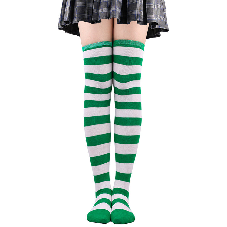 Calze alte alla coscia da donna a righe da donna nere bianche rosa lunghe sopra sopra calzini al ginocchio femboy Cosplay Lolita Harajuku Y2k