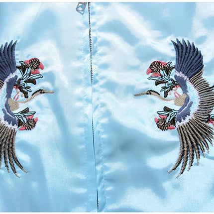 Double Sided Satin Baseball Jacket Women Sukajan Jacket Female Girls Embroidery Coat 2026 Spring Autumn Pink Z1A1