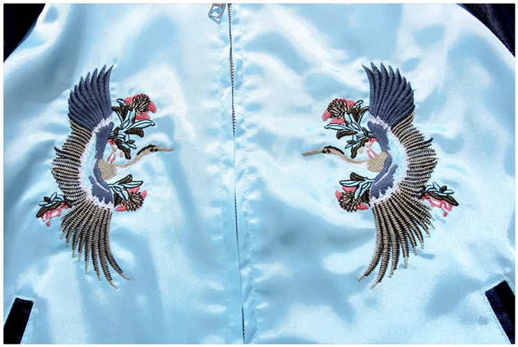 Double Sided Satin Baseball Jacket Women Sukajan Jacket Female Girls Embroidery Coat 2026 Spring Autumn Pink Z1A1