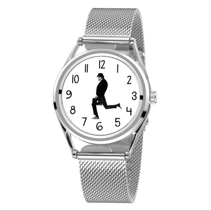FEB 30TH Walking Men Design orologio Unisex da uomo dal Design creativo 3ATM cinturino in acciaio inossidabile resistente all'acqua platinumshop