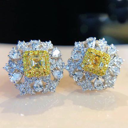 Vintage Topaz Moissanite Stud Earring 100% Real 925 sterling silver Jewelry Promise Engagement Wedding Earrings for Women Gift PlatiNum