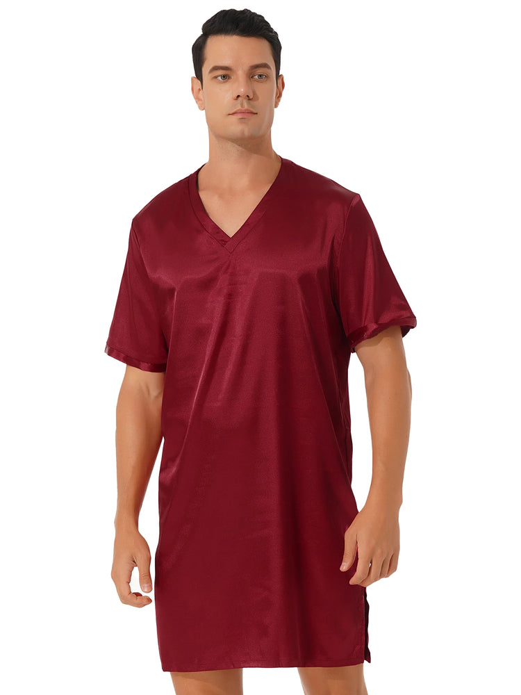 Donna uomo pigiama in raso di seta pigiameria maniche corte camicia da notte Kimono accappatoio abito da notte accappatoio camicia da notte estiva Homewear