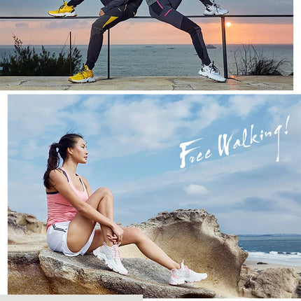 RAX Running Shoes Men&Women Outdoor Sport Shoes Breathable Lightweight Sneakers Air Mesh Upper Anti-slip Natural Rubber Outsole PlatiNum