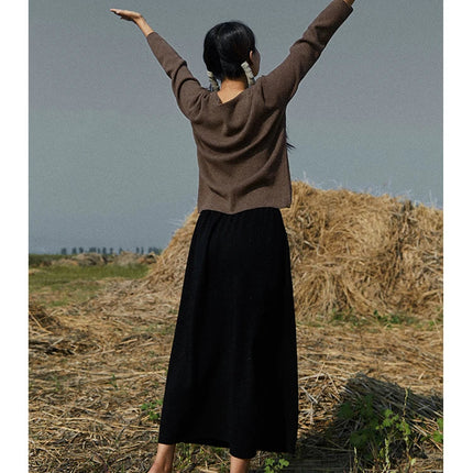 25 New arrivals women's 100% wool skirts, women's autumn and winter long loose and comfortable knit bottoming cashmere skirts, PlatiNum