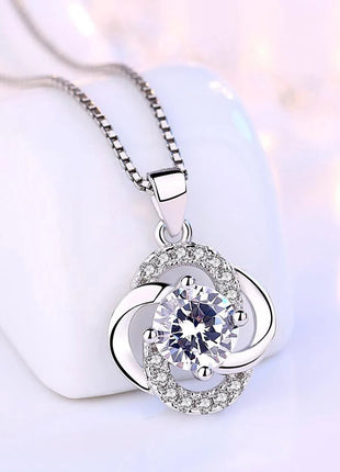Collane e pendenti da donna in argento sterling 925 con ametista a forma di fiore, gioielli alla moda per matrimoni e feste. PlatiNum