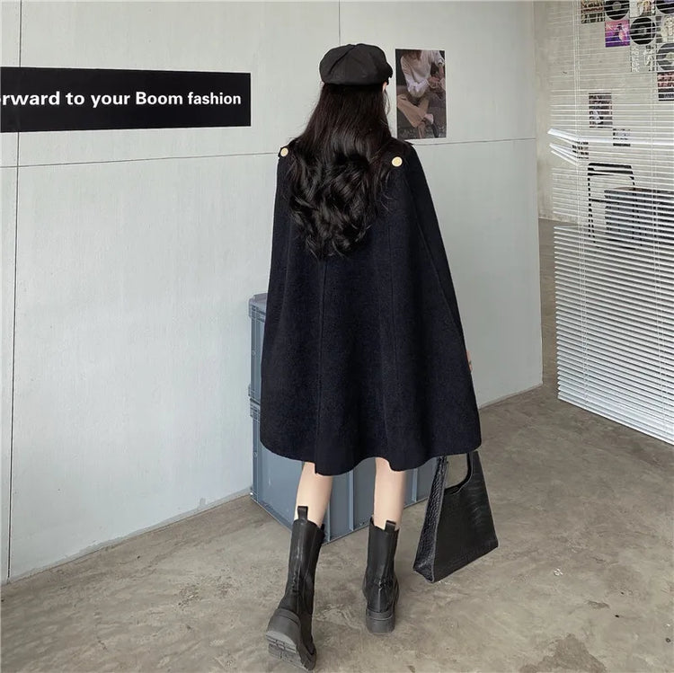 Autumn Winter Plus Size Women Coat Woolen Cloth Cloak Loose Overcoat Female High Quality 2025 Manteau Femme Hiver Oversize