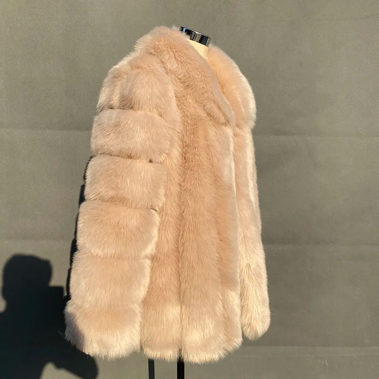 ZADORIN Elegant Turn Down Collar Faux Fox Fur Coat Women Long Thick Warm Fluffy Faux Fur Jacket Winter Fur Coats Manteau Femme