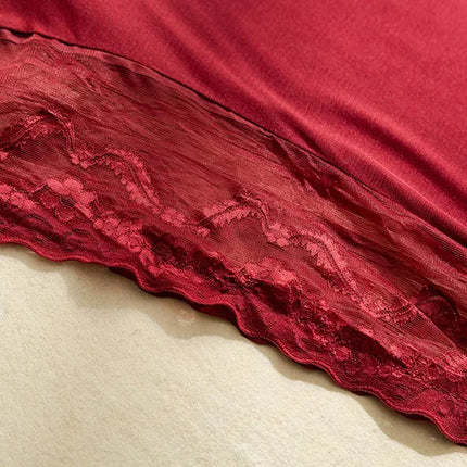 SuyaDream vestido de noche de seda para mujer de seda natural y encaje Mini vestidos sexy de vino negro camisones de verano 2021
