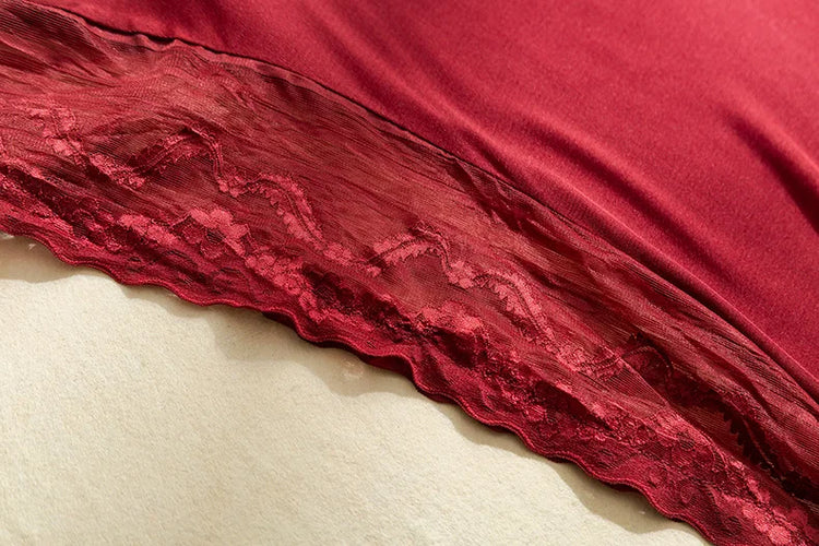 SuyaDream abito da notte in seta da donna in seta naturale e pizzo Mini abiti Sexy da vino nero camicie da notte estive 2021