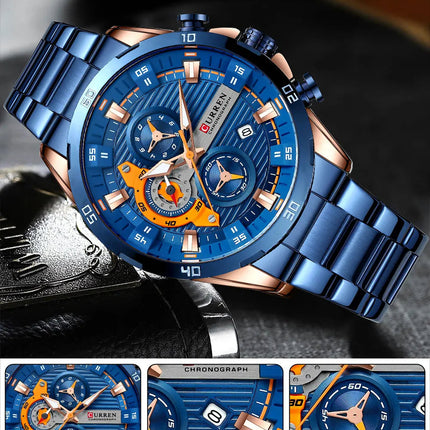 CURREN orologio da uomo orologi da uomo al quarzo sportivi di lusso delle migliori marche orologio da polso cronografo impermeabile in acciaio pieno da uomo Relogio Masculino platinumshop