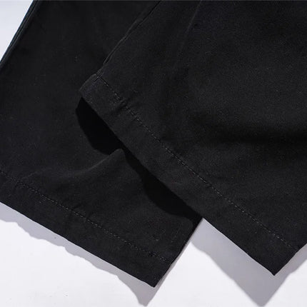 Multi-Pocket Cargo Pants Mens Safari Style Solid Color Pleated Loose Straight-leg Pants Elastic Waist Casual Trousers Men