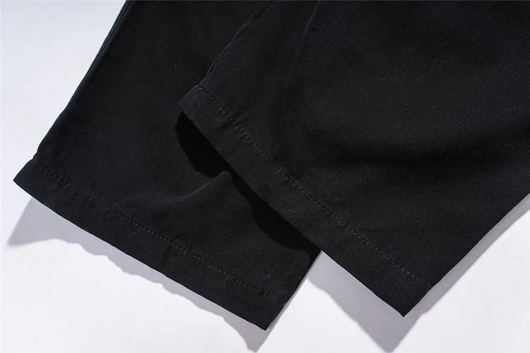 Multi-Pocket Cargo Pants Mens Safari Style Solid Color Pleated Loose Straight-leg Pants Elastic Waist Casual Trousers Men