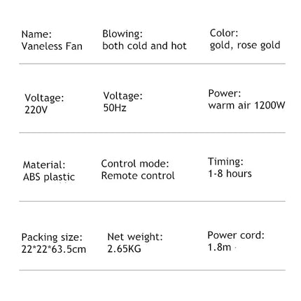 Ventilatore a torre elettrico senza lama con riscaldatore per condizionatore d'aria in piedi con raffreddamento ad aria fredda e calda con telecomando timer