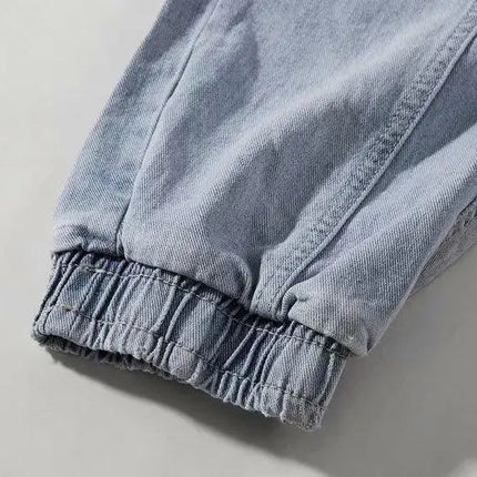 2025 New Streetwear Hip Hop Cargo Pants Men's Jeans Elastic Harun Joggers In Autumn and Spring Men ClothIng PlatiNum