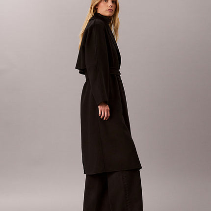 cappotto avvolgente in misto lana double-face black da donne calvin klein