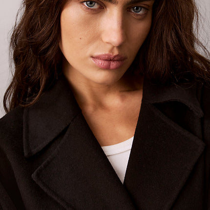 cappotto avvolgente in misto lana double-face black da donne calvin klein