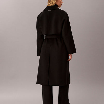 cappotto avvolgente in misto lana double-face black da donne calvin klein