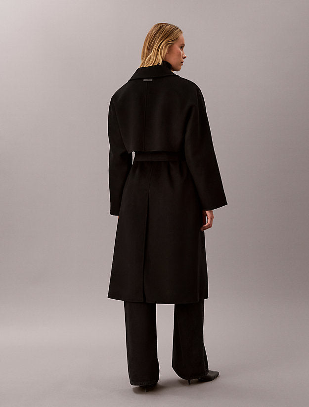 cappotto avvolgente in misto lana double-face black da donne calvin klein