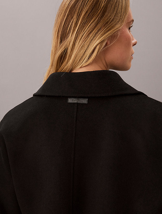 cappotto avvolgente in misto lana double-face black da donne calvin klein