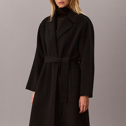 cappotto avvolgente in misto lana double-face black da donne calvin klein