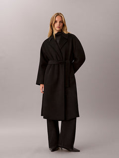 Double-Faced Wool Blend Wrap Coat