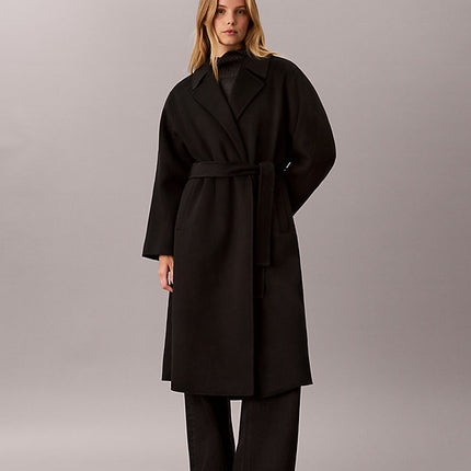 cappotto avvolgente in misto lana double-face black da donne calvin klein