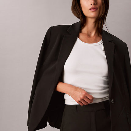 blazer classico in morbido twill black da  
